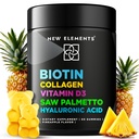 Biotin Gummies s kolagenem vitamin D3 Saw Palmetto & Hyaluronic acid for Hair Skin and Nails, Vlas doplněk růstu pro muže a ženy 124; Non- GMO vitamin 124; Gluten- Free Agriculture 124; Přírodní ananasový flavor