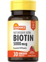 Sundance Fast Disold Biotin 5000mcg CLAS124; 30 Tablet CLAS124; Essential B-Vitamin CLAS124; Natural Berry Flavor CLAS124; Vegetarian, Non- GMO, a gluten zdarma dodatek