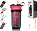 Lahvičky na proteinové třepačky, 26oz Blender Shaker Lahvička na předcvičení, Shaker Cupy se Straw, BPA- zdarma Tritan Mixer Lahvičky na proteinový prášek, s kartáčem a Návod (růžová červená)