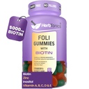Herbtonics Foli Biotin Gummies s vlasové vitaminy 124; Příplatek k růstu vlasů pro ženy a muže 124; Vlasy, kůže a nehty Vitamíny Sugarfree Gummies pro ženy 124; 60 Počet