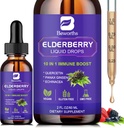 Bezinky Sirup Black Elderberry Drops s Quercetin, Panax Ginseng, Vitamin C a zink, Sambucus Elderberry Sirup Liquid, Vegan, Non- GMO & gluten zdarma