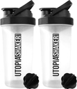 Utopia Home Protein Shaker Lahvička - (Balení 2) 28- Ounce Shaker Lahvičky pro proteinové směsi - Fitness Sports Classic Protein Mixer Shaker Lahvička (čirý / černý)