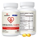 Besibest Ubiquinol CoQ10-600mg-Softgel, Active Coq10 Ubiquinol dodatek s vitaminem E & Omega 3, 6, 9, High Absorption- Coenzyme-Q10, Výkonný antioxidant pro výrobu energie, Testováno, 60 Počet