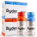 RYDE střílí 124; Energize + Relax 124; Essential B vitaminy, ženšen, heřmánek a kofein 124; Nulové kalorie, Nulový cukr 124; Balení po 16