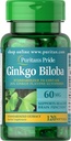 Puritan 's Pride Ginkgo Biloba Standardizovaný extrakt Nootropic 60 Mg Softgels, 120 Počet