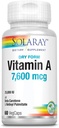 Solaray, Suchá forma vitaminu A, 7,500 mcg, 60 VegCaps