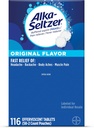Alka- Seltzer Effervescent Tablety Original Flavor, Fast Multi- Symptom Relief from Heads and Body Ache, Disolventable Effervescent Fizzy Tablety, Pain Relief Dispenser Pack, 116 Ct
