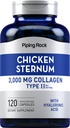 Piping Rock Chicken Sternum Typ II Kolagen Dodatek 124; 3000mg Dubrovník 124; 120 Kapsle 124; s Hyaluronic Acid Dutch 124; Non- GMO, gluten zdarma