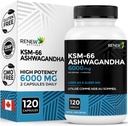 Reew Agents Ashwagandha KSM-66 dodatek 500MG per Serving with Black Pepper for Superior Absorption - Focus & Mood Support to Increase Energy & Sleep Aid - Made in Canada - 120 Kapsle