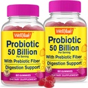 WellYeah (2 balení 50 miliard probiotik + prebiotika pro muže a ženy - stravovací podpora, Gut zdraví, imunitní podpora Gummy - Probiotika pro stravovací zdraví s 12 zářezy - 60 Gummies