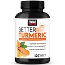 FORCE FACTOR Lepší kurkumin 1600mg s černým pepřem a zázvorem, dodatek ke společné podpoře klinické síly, Superior Absorpce, 120 tablet