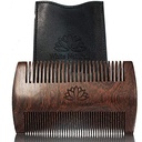 White Natural Beard Comb pro muže, Dřevěné přírodní Sandalwood, Fine Dual Action zuby, Handmade Premium Sandal Wood, Ideální pro balzámy a oleje, Obsahuje PU kůže pouzdro, Kapesní velikost