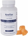 KeraFiber Profesionální vlasové vitamíny Plus gumy - Biotin vlasy růstové doplňky - Vegan vlasové vitamíny se zinem, vitaminy A, C, D, E, B6, B12 - Podporuje růst vlasů, kůže a nehty - 60 Počet