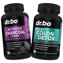 Aktivované Charcoal & Colon Cleanser Detox - Organic Coconut Charcoal Pills & Colon Cleanse for Stomach Gas Bloat & Regularity - Bowel Movement Supplements for Stomach Bloating, Gut Support