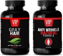 Anti- Aging Essential - Šedé vlasové řešení - Anti vráskám Formule - Saw Palmetto Natural - 2 Lahvičky (60 Kapsle + 60 Kapsle)