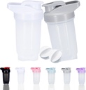 Třpytivý proteinový hrnek a 10- Ounce / 300ML třepací lahvička s whiskovými kuličkami, proteinový třepací set, ne- BPA plast (šedá + bílá (2PCS))