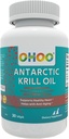 OHOO Antarktida krilový olej 500 mg Omega33 EPA & DHA dodatek, Phopholipids, Antioxidant Astaxanthin, podporuje zdravé srdce a anti- stárnutí dodatek s No Fishy Aftertact, 30 Softgels