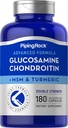 Piping Rock Glucosamine Chondroitin MSM a kurkuma 124; 180 Kapsle 124; Komplexní doplněk 124; Advanced Double Strength Formule 124; Non- GMO, gluten zdarma