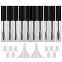 GTHER 10PCS 10ML Prázdné maškarní trubice Lahvička s hůlkou, gumové vložky a funnely Sada pro Castor Oil / Growth Oil, DIY Cream Container s čepem, černá
