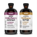 Norm 's Farms Elderberry Extract & Wellness Syrup Bundle 2 PK - Imunitní podpora Elderberry Sirup pro děti a dospělé - Vyrobeno v USA, Čisté, Potent, Přírodní ingredience, Vegan, Gluten- Free, Non- GMO - 8 Oz