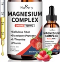 Glycinát hořečnatý tekutý 400mg, vysoce absorpční komplex hořčíku s vitaminem B6, D, C na podporu spánku, svalů, nervové zdraví, non-GMO gluten zdarma Vegan (2 Fl Oz / Jahoda)
