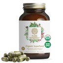 PURE SYNERGY Superfood Kapsle 124; Organic Superfood & Green Supplement PHAR124; All Foods Like Super Green, Spirulina, & Houby PHAR124; pro energii, zdravé stárnutí a imunitní zdraví (270 Kapsle)