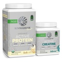 Sunwarner Creatine Powder & Vanilla Active Organic Protein Powder Set 124; Bundle & Save Out 124; Vegan Protein Plus Neochucené Creatin Monohydrát (60 Služeb Neochucené, 20 Služeb Vanilla)