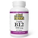 Přírodní faktory, Vitamin B12 Cyanokobalamin 1000 mcg, Podporuje výrobu energie a červených krvinek, 60 tablet (60 porcí)