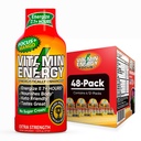 Vitamin Energy Focus + Extra Síla Energy Shot Mango 48 Pack, 260mg přírodní kofein, B-vitaminy, CoQ10, aminokyseliny, Focus, Productivity & Clarity, Nulový cukr, gluten- Free, 1.93 fl oz