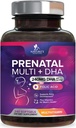 Prenatální vitaminy s kyselinou listovou & DHA, Podpora vývoje plodu s folátem & Omega 3 je, Prenatal Multivitamin pro ženy, Vitamin A, C, D, B6, B12 & železo, dodatek k těhotenství - 240 Softgels