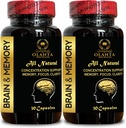 Brain Memory Support - Podpora paměťových funkcí, Ginkgo biloba Organic, Podporuje zdraví mozku, produktivita a imunitní podpora, Vylepšení paměti - 2 Lahve 60 Kapsle