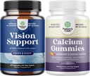 Svazek kompletního doplňku pro zdraví dospělých - Lutein 20mg per Serving for Vision & Blue Light Protection with Beta Caroten and High Absorption vápníku Gummies with Vitamin D3 for Bone Health