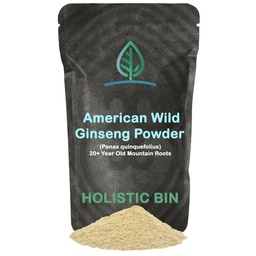 holistický bin Wild American Ginseng Powder Pure Organic Ginseng dodatek vyrobený s Wild Sklizeň 20 + Rok staré růže z Appalachia (Panax Quincefolius) Duplica124; No Filler or Additives (25 Grams)