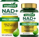 NAD + dodatek 2000 mg - 120 Kapsle True NAD + & Resveratrol, NMN Alternative Podporuje antiaging, Cellular Energy & Opravy, Metabolismus & Brain Boost pro muže a ženy