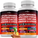 Ceylon Skořice, Kurkuma, jablečný ocet, ženšen, Aloe Vera, Berberine Plus Banaba, Ginger Root - 120 Počet