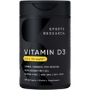 Sports Research ® Vitamin D3 w / Kokosový MCT Oil - High potency Vitamin D3 5000iu (125mcg) Dodatek pro imunitní a kostní podporu - Seed Oil Free - Non- GMO - Gluten Free (360 Liquid Softgels)