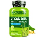 NATURELO Vegan DHA - Omega 3 olej z řas - dodatek pro mozek, srdce, kloub, oční zdraví - Poskytuje esenciální mastné kyseliny pro ženy muže a děti - Doplňuje Prenatální vitamíny - 120 Softgels