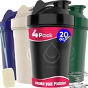 4 PACK, 20 oz Shaker Lahvičky s drátěnou whisky pro proteinové směsi 124; Neprůchodné Mixer Shaker Lahvička Pack 124; BPA-Free & Myčka nádobí Bezpečné 124; Shaker Lahvička 124; Shaker Cups pro třepání Lahvička Pack