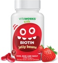 Kids Biotin 5000mcg Jelly Fazole 124; Tasty Vitamin B7 Biotin dodatek 124; Vegan Biotin Vitamíny 124; Biotin pro růst vlasů, kůže a nehty Heath 124; Vlasové vitamíny pro děti 124; 60 Jellies