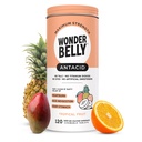 Wonderbell Antacid, Effective Heartburn and Instant Acid Indigestion Relief, Extra Strength Chewable Tablets, 1000 mg vápníku karbonát, No Talc or Bary, Tropical Fruit, 120 Počet