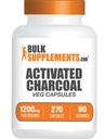 BulkSupplements.com Aktivované Charcoal Kapsle - Kokosové Charcoal, Aktivní Charcoal pro podporu ledvin, Aktivní Charcoal Pills - Vegan, 3 Kapsle per Serving (1200mg), 270 Veg Kapsle