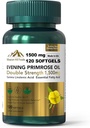 Evening Primrose Oil (1500mg) CLAS124; High GLA for Hormonal Balance & Skin Health (1 Bottle- 120 Softgels-2mo Supply) CLAS124; Non- GMO, gluten- Free