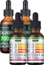 NUSAVA Jahodové ochucené D3 K2 Kapky a chlorofyl tekuté Kapky Bundle - Potentní tekuté vitaminy pro srdce, společné, energie, a imunitní podpora - Non- GMO, gluten- zdarma, 2pk Každý