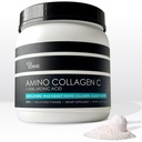 Amino kolagen C s hyaluronovou kyselinou (60 Servings _ 16oz _ 456g) - Non- GMO Marine Collagen Peptides - Hydrolyzovaný prášek - Neochucený - No Sugar - For Firm Skin, Hydration, Health Joints and Gut.