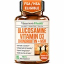 Glucosamine Chondroitin s vitaminem D3 2000IU - FSA Způsobilé Společné doplňky pro muže a ženy - Společné zdraví, Vlasové kožní nehty, Kostní zdraví & Komfort s MSM, Vit D, Bromelain & Boswellia - 120 Tabs