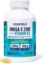 Oceanblue Professional Fish Oil s vitaminem D3 DOTY124; Triple Strength 2100mg Omega 3 DPA EPA DHA DOTY124; Wild Caught Orange 124; Burless Orange Flavor, 90 Servings (180 Count)