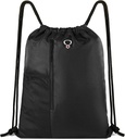 BeeGreen Black Drawstring Backpack Gym Back pro muže Ženy String Sportovní Backpack s vodou láhev Mesh Kapsy a 2 Zippered Kapsa Velké Cinch Sackpack Cvičení Back 16 "x 20"