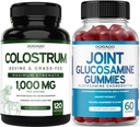 Mlezivo (120 hrabě) Bovine Colostrum Kapsle pro dospělé a Glucosamine Chondroitin (60 Gummies) Společné doplňky pro muže a ženy s lahodnou Malinovou příchutí - Vegan Safe & Made in USA