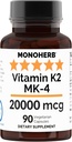 Monoherb Vitamin K2 jako Menatetrenone MK-4 20000 mcg na kapslí - 90 Veg Kapsle