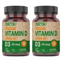 DEVA Vegan Vitamin D3 dodatek - Once- Per- Day Tablet s 1000 IU - Cholekalciferol - Lichen Plant Derived - 90 malých tablet, 2- Pack